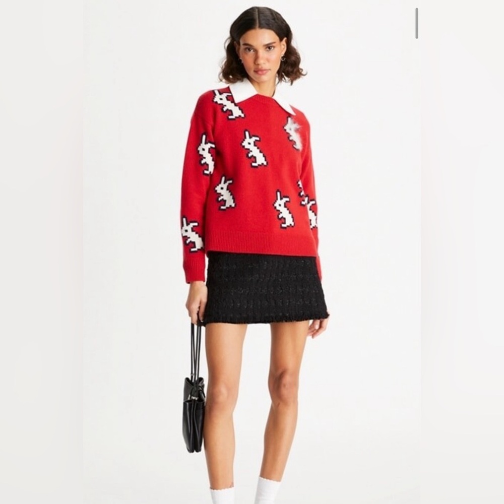 Tory Burch Reversible Jacquard Rabbit Sweater